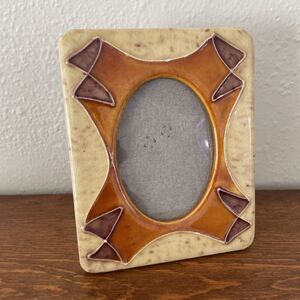 Art Nouveau Ceramic Painted Desktop Picture Frame Deco Bohemian Boho‎ Holds 3x2”